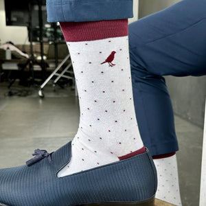 Ollie Dots White & Burgundy