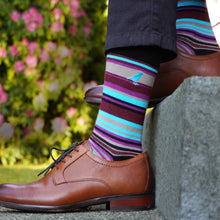Load image into Gallery viewer, Electric blue pairs with burgundy and violet highlights for a whimsy and spirited color combination that puts the OG in original. For the lad who never compromises on being completely himself, this energetic design will add definition to any formal or casual outfit.

